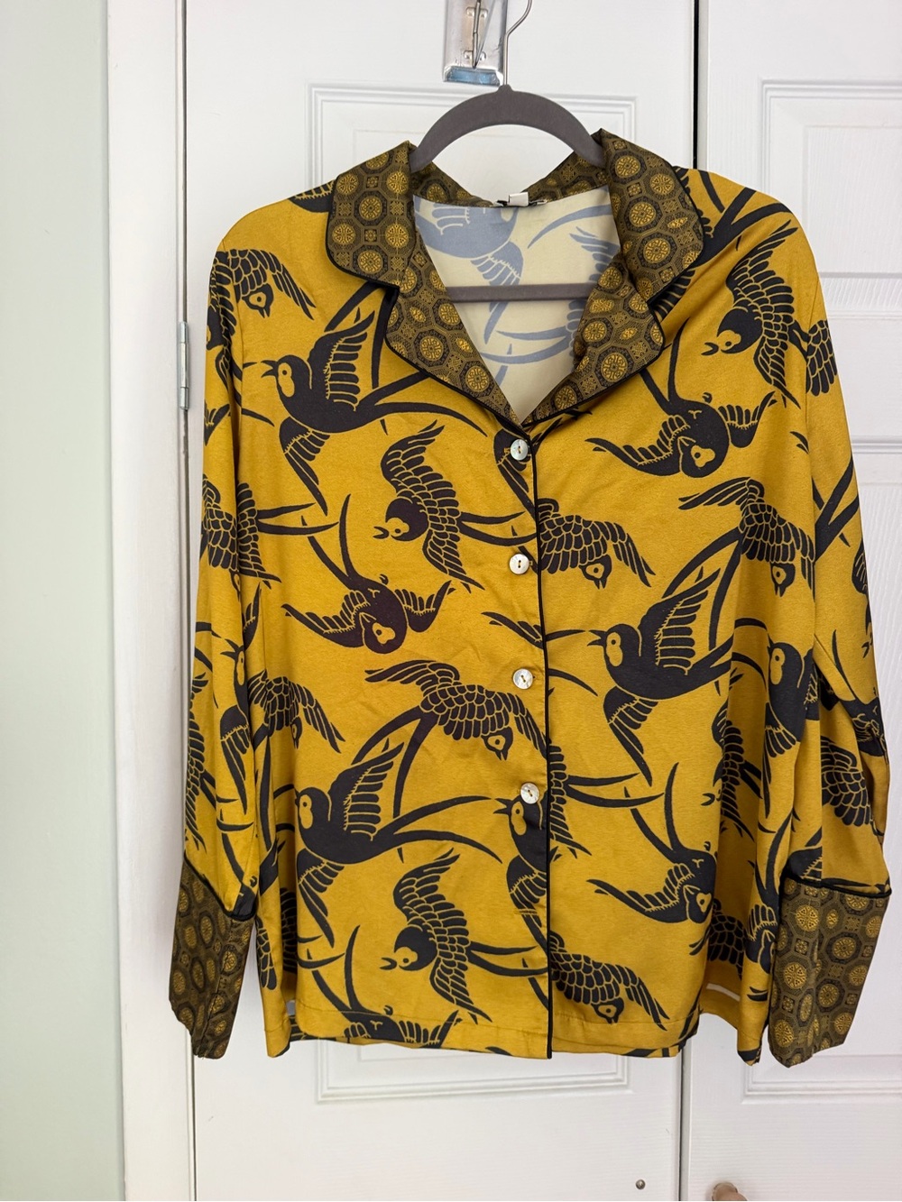 Kilo Brava Bird Print Button-Down Pajama Top